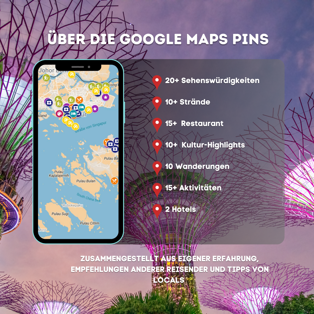 Singapur Reiseguide mit 90+ Maps Pins
